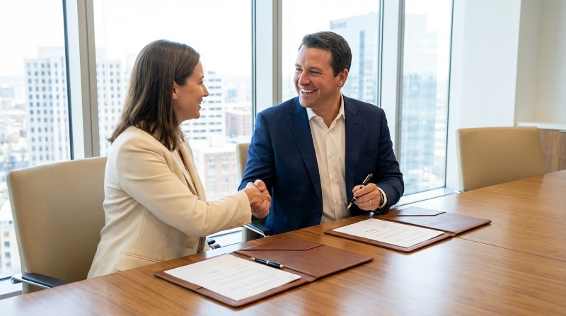 Profesional cerrando negocio